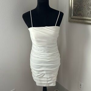 Sweet Storm ivory draped strapless‎ spaghetti straps Sz M mini dress bodycon